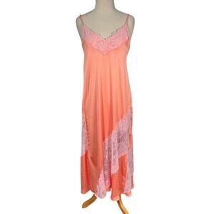 Intimately Free People Coral Lace Maxi Slip Dress SM Fairy Coquette Cottagecore